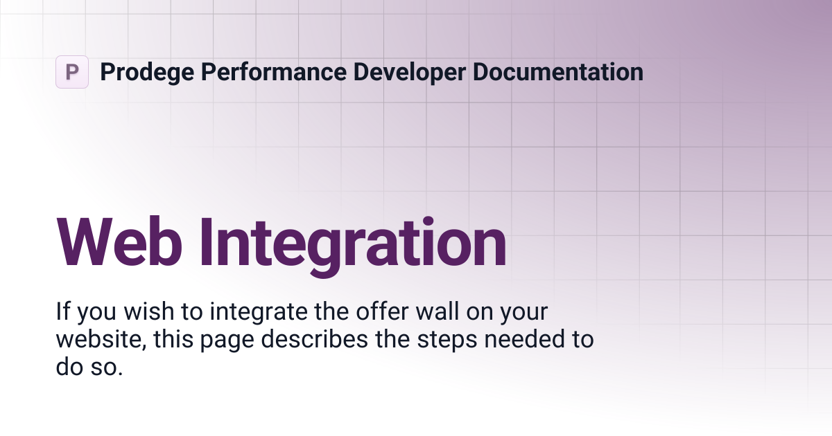 Web Integration | Prodege Performance Developer Documentation